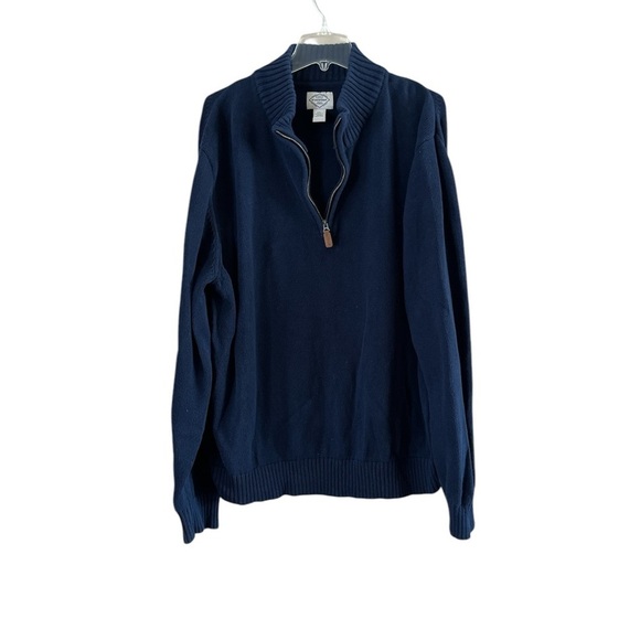 St John's Bay Men’s Navy Blue Quarter Zip Up Sweater Size XXL Long Sleeves - Picture 1 of 13